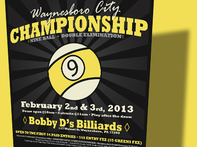 Waynesboro City Championship - Nine Ball - February 2 & 3 2013 billiards bobby ds nine ball pool stackd stackdclothing.com waynesboro