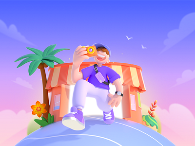 Travel c4d illustration