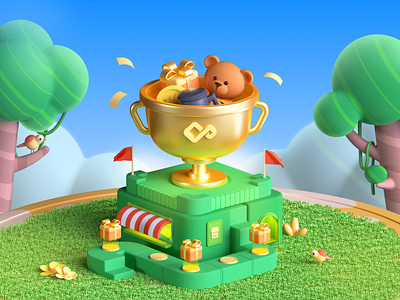 Trophy c4d design illustration