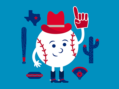 Let's Go Rangers! baseball cactus flat illustration icon rangers texas