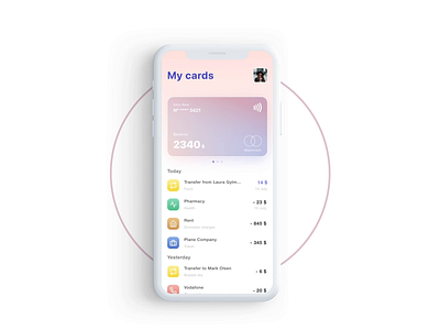 Bank app interaction animation app dailyui dailyuichallenge design inspiration interaction minimal slide transition ui user interface