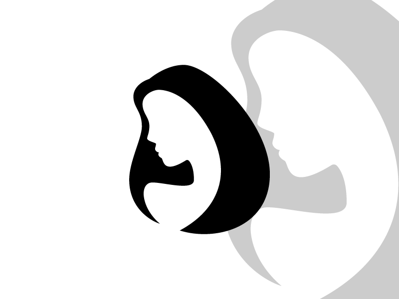 Beautiful Woman negative space simple black white minimal logo
