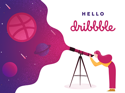 Hello Dribbble design hello illustration inspiration space vector