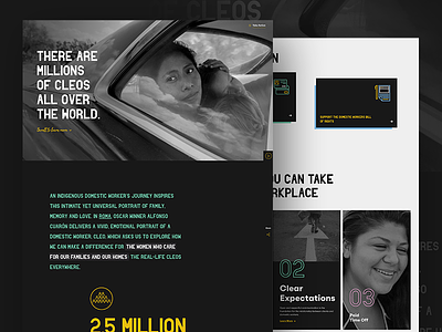 Roma and the National Domestic Workers Alliance dark home page landing page nonprofit roma typography web design