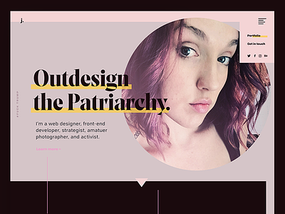 Janel Designs – Personal Website activist dark feminist fucktrump homepage interactive design mauve personal brand personal branding pink portfolio responsive ui web design