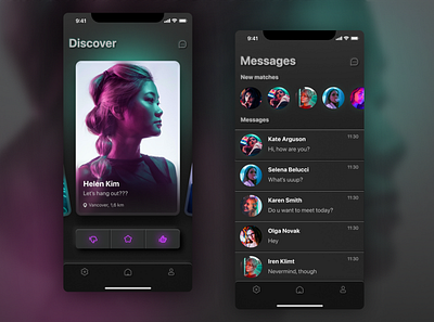 Neon Dating App Concept app dating mobile neomorphism neon responsive trendy ui uidesign ux