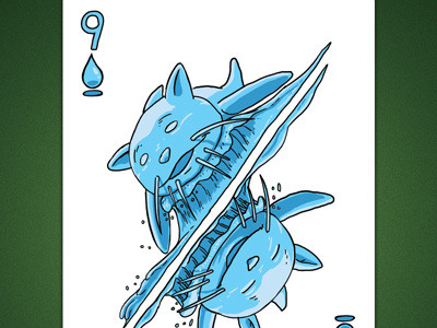 9 of spades aka 9 of water 9 of spades 9 of water deck of elements line linedetail magic card magic cards playing card playing cards poker card poker cards