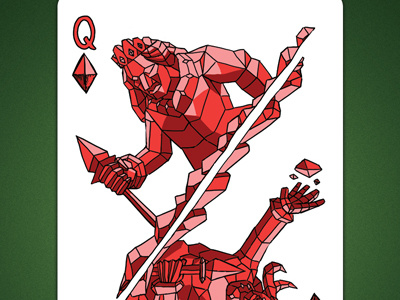 Queen of Diamonds aka Queen Of Earth deck of elements line linedetail magic card magic cards playing card playing cards poker card poker cards queen of diamonds queen of earth