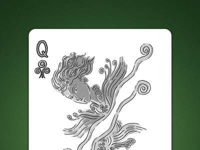 Queen of Clubs aka Queen of Air deck of elements line linedetail magic card magic cards playing card playing cards poker card poker cards queen of air queen of clubs