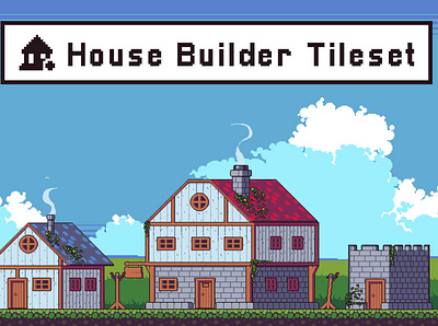 House Builder Game Tileset Pixel Art 2d game assets gamedev pixel art pixelart tileset