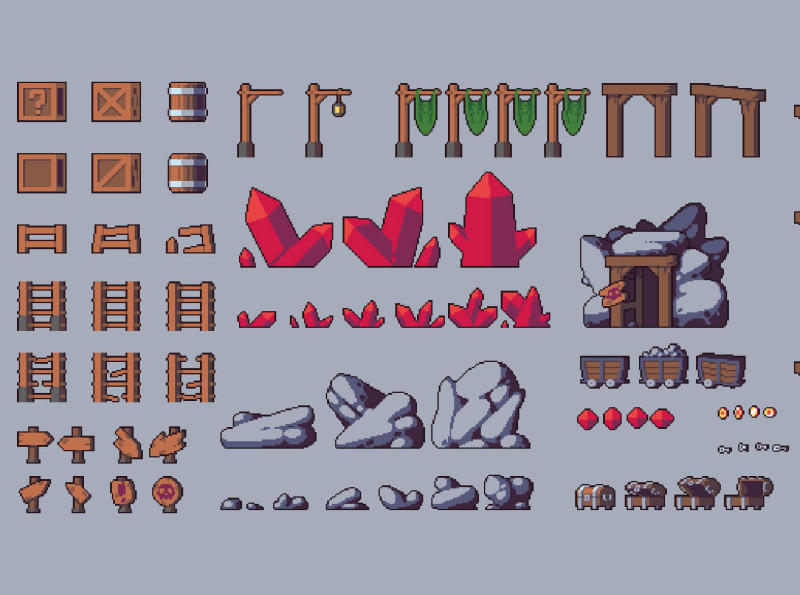 Mine Tileset Pixel Art by 2D Game Assets on Dribbble