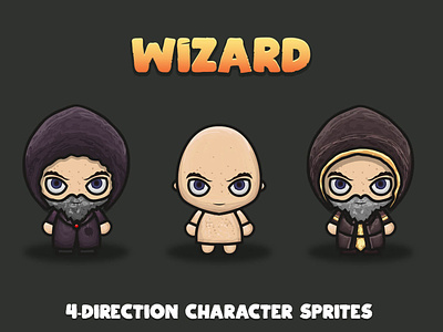 Wizard 4 Direction Game Characters