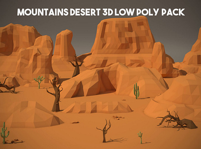 Free Desert Mountains 3D Low Poly Pack 3d game assets gamedev low poly low poly lowpoly lowpolyart mountain mountains