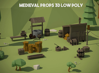 Free Medieval Props 3D Low Poly Models 3d game assets gamedev low poly low poly lowpoly lowpolyart props