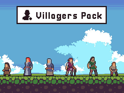 Free Villagers Pixel Art 2d character game game assets game design gamedev indie game pixel art pixelart platformer sprite