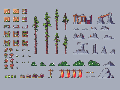 Ruins 2d Tileset Pixel Art By 2d Game Assets On Dribbble