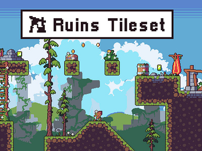 Ruins 2D Tileset Pixel Art by 2D Game Assets on Dribbble