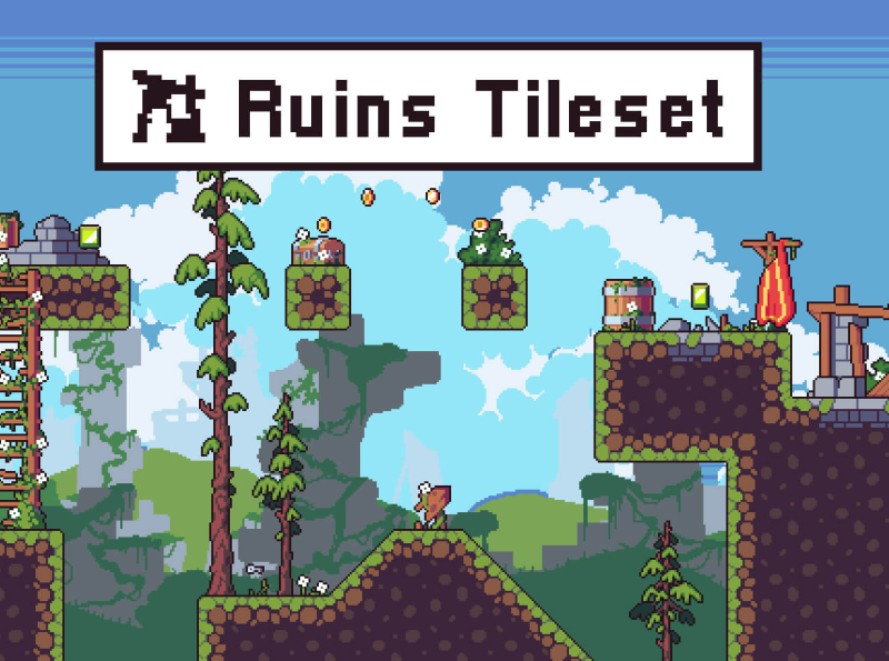 Ruins 2d Tileset Pixel Art By 2d Game Assets On Dribbble