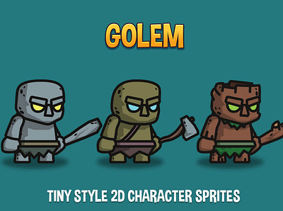 Free Golem Tiny Style 2D Sprites 2d character fantasy game game assets gamedev indie game platformer rpg sprite