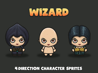 Wizard 4-Direction Sprites 2d character fantasy game game assets game design gamedev indie rpg sprite superhero