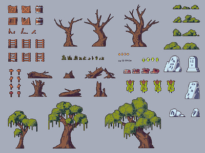 Free Swamp 2D Tileset Pixel Art by 2D Game Assets on Dribbble