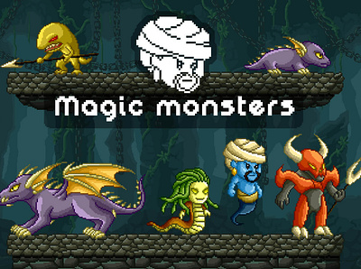 Free Monster Sprites Pixel Art 2d character fantasy game assets game design gamedev indie game pixel art pixelart platformer rpg sprite