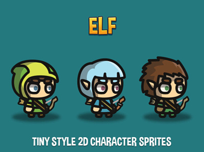 Elf Tiny Style 2D Sprites 2d character fantasy game game assets gamedev indie game platformer rpg sprite
