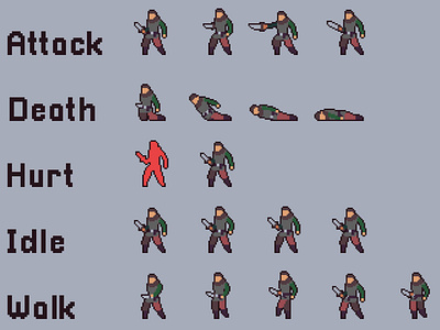 Pixel Art Ruin Enemy Sprite Sheets by 2D Game Assets on Dribbble