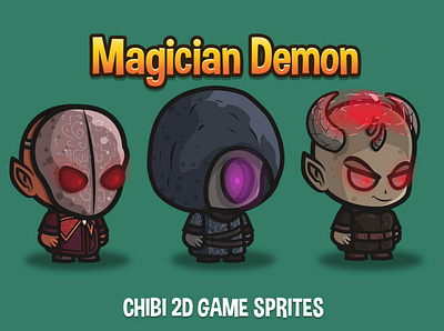 Magician Demon 2D Character Sprites 2d character fantasy game game assets gamedev indie game platformer sprite superhero