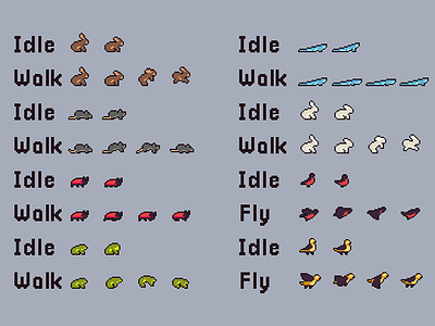 Pixel Art Animal Sprite Sheets By 2d Game Assets On Dribbble