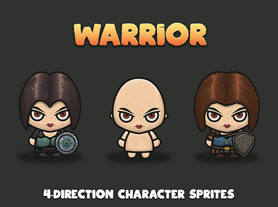 Woman Warrior Game Sprites 2d 4 direction character fantasy game game assets game design gamedev indie indie game rpg sprite superhero