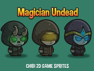 Magician Undead Chibi Sprites by 2D Game Assets on Dribbble