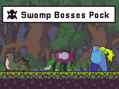 Free Swamp Bosses Pixel Art Pack 2d character enemies fantasy game assets gamedev indie game monsters pixel art pixelart platformer rpg sprite