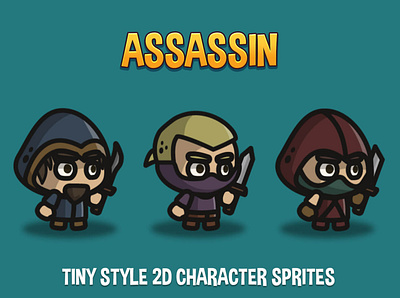 Assassin Tiny Style 2D Sprites 2d character fantasy game game assets gamedev indie game platformer rpg sprite