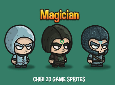 Magician Chibi 2D Sprites 2d character fantasy game game assets gamedev indie game platformer sprite superhero