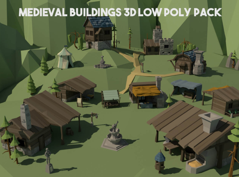 Medieval Building 3D Low Poly Pack by 2D Game Assets on Dribbble