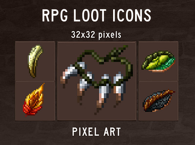 Free 48 RPG Loot Icons 2d fantasy game game assets gamedev icon icons indie game loot pixel art pixelart rpg