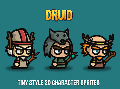 Druid Tiny Style 2D Sprites 2d character fantasy game game assets gamedev indie game platformer rpg sprite