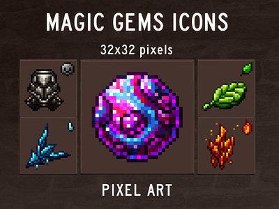 Magic Gems Icons Pixel Art Pack