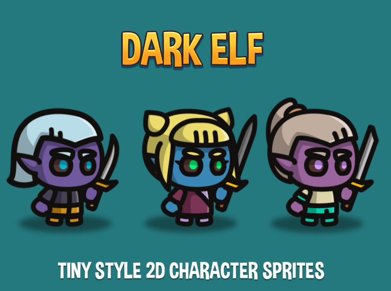 Dark Elf Tiny Style 2D Sprites by 2D Game Assets on Dribbble