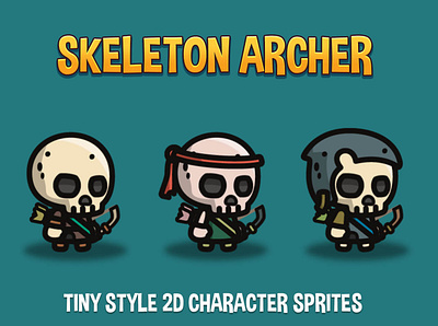 Skeleton Archer Tiny Style Sprites 2d archer character fantasy game assets gamedev indie game platformer rpg sprite sprites