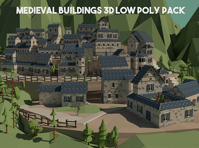 Medieval Buldings 3D Low Poly Pack 3d bulding game assets gamedev low poly low poly lowpoly lowpolyart medieval
