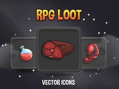 48 RPG Loot Vector Icons 2d fantasy game assets gamedev icons indie game loot rpg