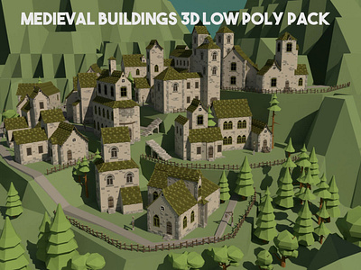 Medieval Buildings 3D Models Pack by 2D Game Assets on Dribbble