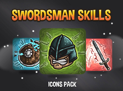 48 Free Swordsman Skills Icon Pack game assets gamedev icon icons icons set indie game rpg skills