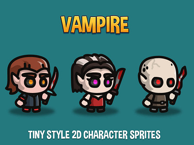 Vampire Tiny Style 2D Sprites 2d character fantasy game assets gamedev indie game platformer rpg sprite sprites vampire