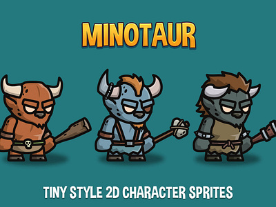 Free Minotaur Tiny Style Game Sprites By 2d Game Assets On Dribbble