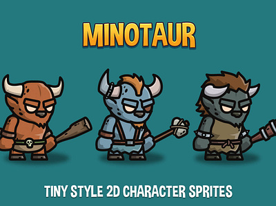 Free Minotaur Tiny Style Game Sprites 2d character fantasy game assets gamedev indie game minotaur platformer rpg sprite