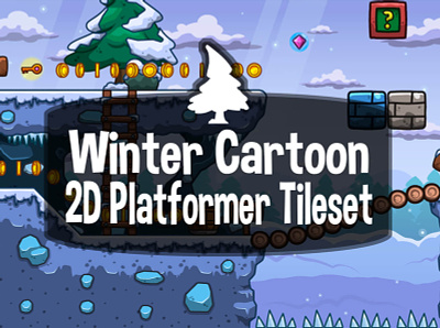Winter Cartoon 2D Tileset 2d game assets gamedev indie game platformer tileset
