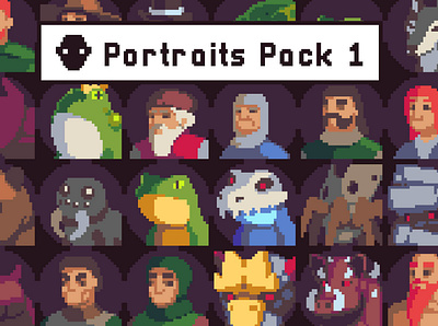 Free 39 Portraits Pixel Art Game Assets 2d character fantasy gamedev indie game pixel art pixelart portraits rpg